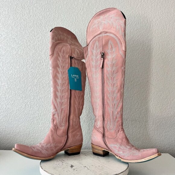 Lane LEXINGTON Over the Knee Womens Cowboy Boots 8.5 Pink Western Cowgirl Tall - Picture 9 of 13